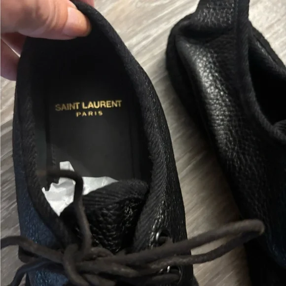 Saint Laurent Black Leather Men's Shoes Sz 40 EU Sz 7 US New - Picture 5 of 16